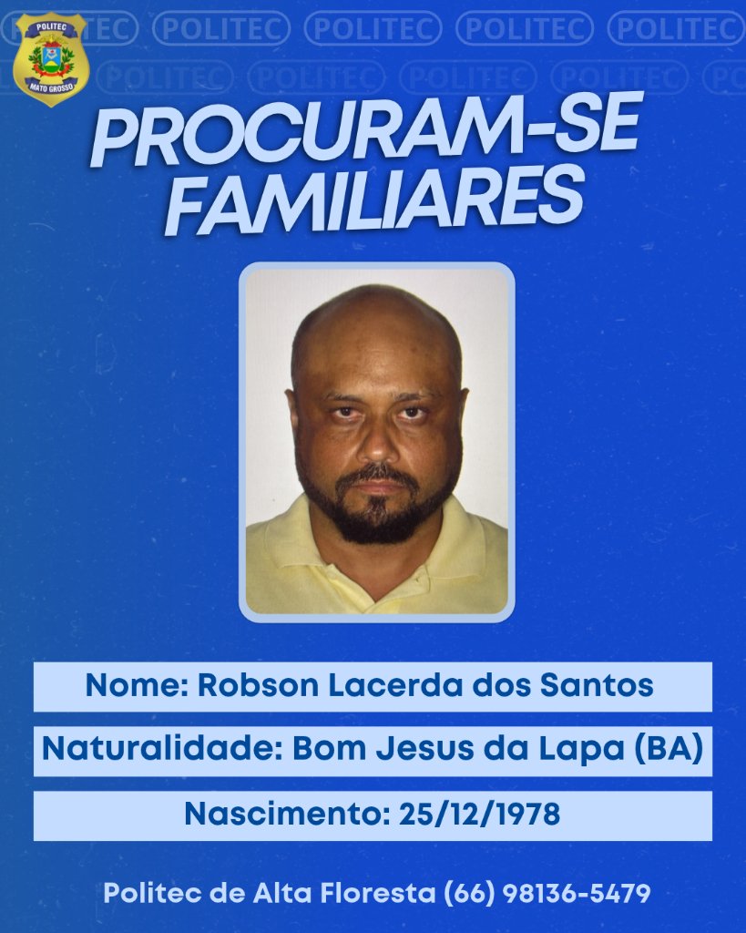 Politec busca familiares de homem morto em acidente na BR-163 entre Sinop e Itaúba