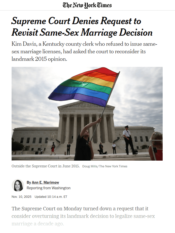 Suprema Corte dos EUA reafirma legalização do casamento homoafetivo