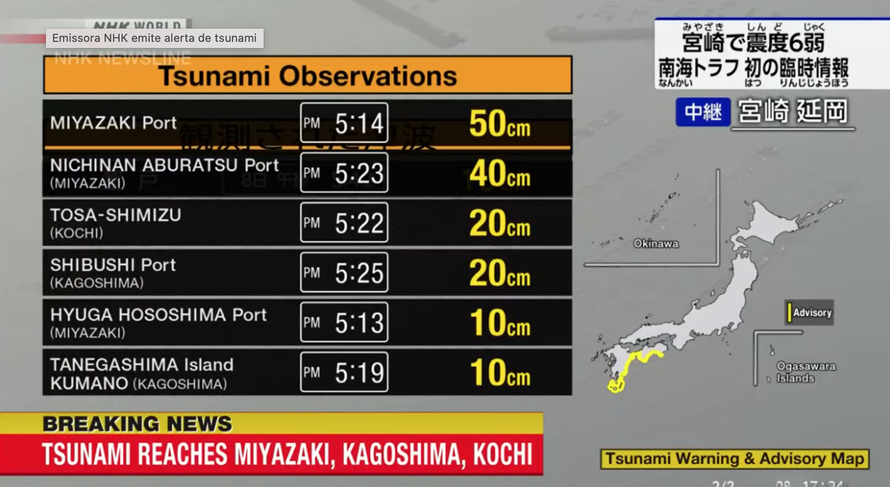 Terremoto de magnitude 7,1 atinge o Japão